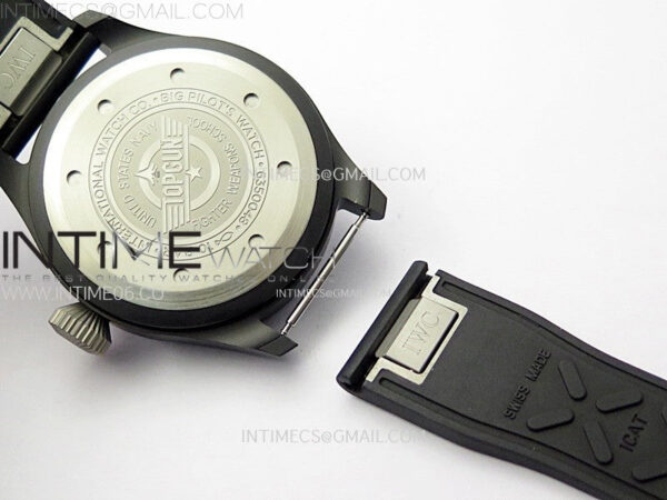 Big Pilot IW329801 Real Ceramic M+F 1:1 Best Edition Black Dial on Black Rubber Strap SEIKO 8N-24 - Image 17
