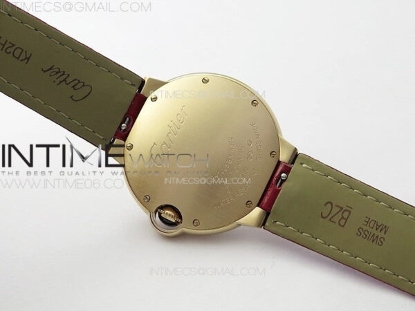 Ballon Bleu 36mm Diamonds Bezel RG K3F 1:1 Best Edition White Textured Dial On Red Leather Strap A076 - Image 16