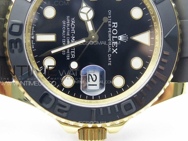 Yacht-Master 126655 YG 3EF 1:1 Best Edition 3D Black Ceramic Bezel on Black Rubber Strap VR3235 - Image 17
