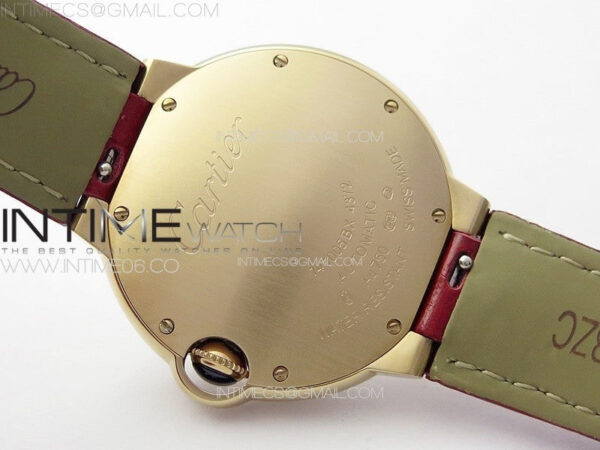 Ballon Bleu 36mm Diamonds Bezel RG K3F 1:1 Best Edition White Textured Dial On Red Leather Strap A076 - Image 18
