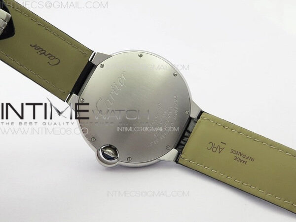 Ballon Bleu 42mm Diamonds Bezel SS K3F 1:1 Best Edition White Texture Dial on Black Leather Strap A2824 - Image 18
