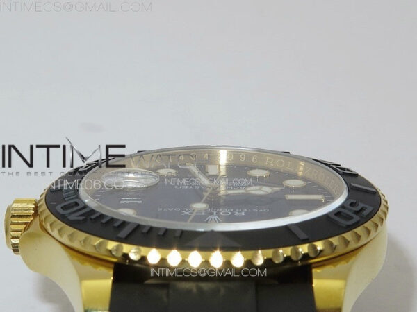 Yacht-Master 126655 YG 3EF 1:1 Best Edition 3D Black Ceramic Bezel on Black Rubber Strap VR3235 - Image 19