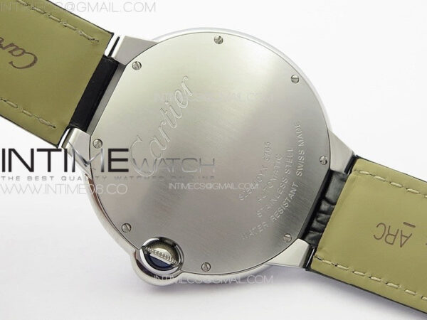 Ballon Bleu 42mm Diamonds Bezel SS K3F 1:1 Best Edition White Texture Dial on Black Leather Strap A2824 - Image 19