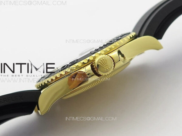 Yacht-Master 126655 YG 3EF 1:1 Best Edition 3D Black Ceramic Bezel on Black Rubber Strap VR3235 - Image 20