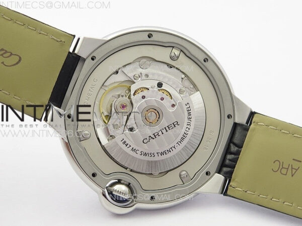 Ballon Bleu 42mm Diamonds Bezel SS K3F 1:1 Best Edition White Texture Dial on Black Leather Strap A2824 - Image 21