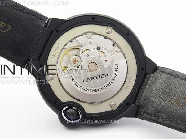 Ballon Bleu 42mm DLC K3F 1:1 Best Edition Black Texture Dial on Black Leather Strap A2824 - Image 21