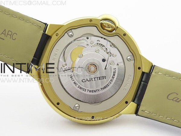 Ballon Bleu 42mm Double Diamonds Bezel RG K3F 1:1 Best Edition White Texture Dial on Black Leather Strap A2824 - Image 22