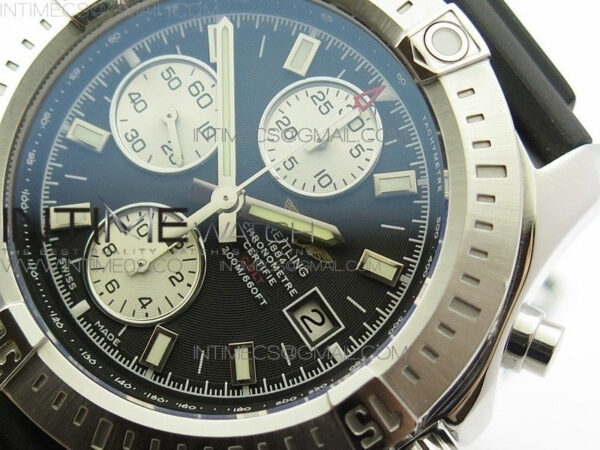 Challenger Chronograph SS Black Dial on Rubber Strap A7750 (Free rubber strap) - Image 4