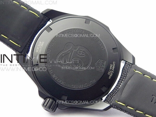 Aquaracer Calibre 5 PVD 41mm TARF 1:1 Best Edition Carbon/Yellow Dial on Black Nylon Strap SW200 - Image 18