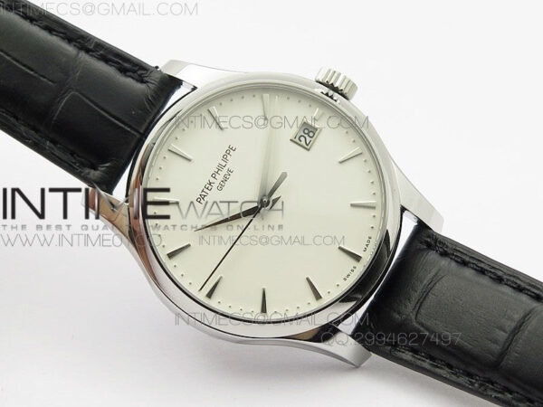 Calatrava 5227 SS Version  white Dial on Black Leather Strap Japanese MIYOTA 9015 PP324CS - Image 2