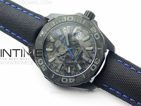 Aquaracer Calibre 5 PVD 41mm TARF 1:1 Best Edition Carbon/Blue Dial on Black Nylon Strap SW200 - Image 2