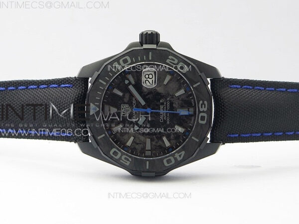 Aquaracer Calibre 5 PVD 41mm TARF 1:1 Best Edition Carbon/Blue Dial on Black Nylon Strap SW200 - Image 3