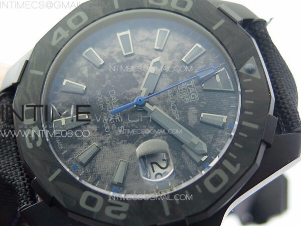 Aquaracer Calibre 5 PVD 41mm TARF 1:1 Best Edition Carbon/Blue Dial on Black Nylon Strap SW200 - Image 4