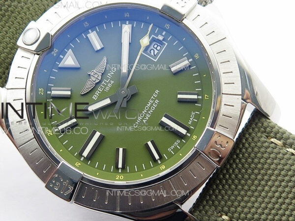 Avenger Automatic 43mm SS B50 Best Edition Green Dial on Green Nylon Strap A2824 - Image 5