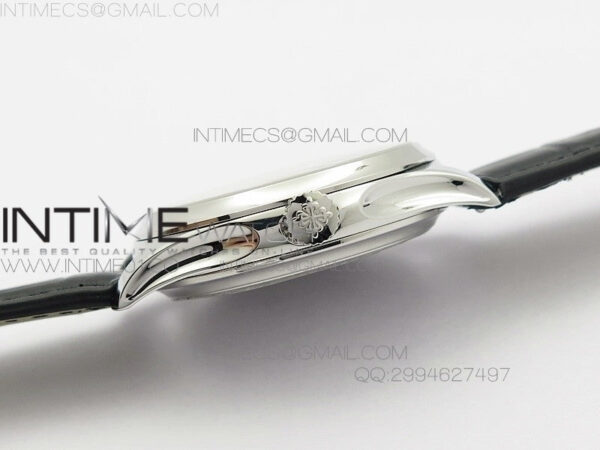 Calatrava 5227 SS Version  white Dial on Black Leather Strap Japanese MIYOTA 9015 PP324CS - Image 5