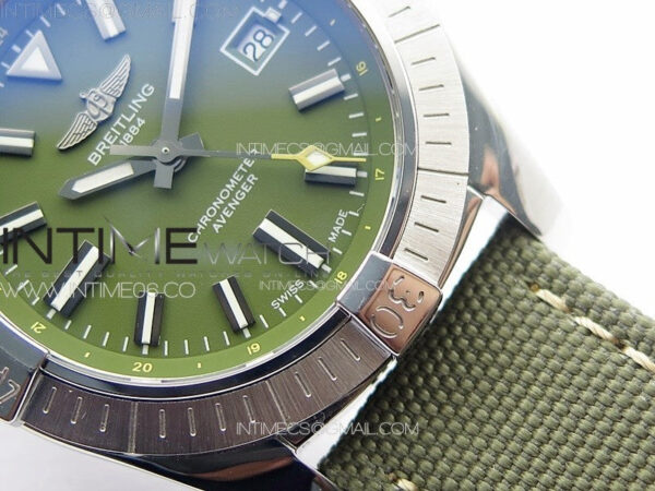 Avenger Automatic 43mm SS B50 Best Edition Green Dial on Green Nylon Strap A2824 - Image 6