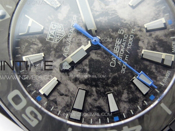 Aquaracer Calibre 5 PVD 41mm TARF 1:1 Best Edition Carbon/Blue Dial on Black Nylon Strap SW200 - Image 6