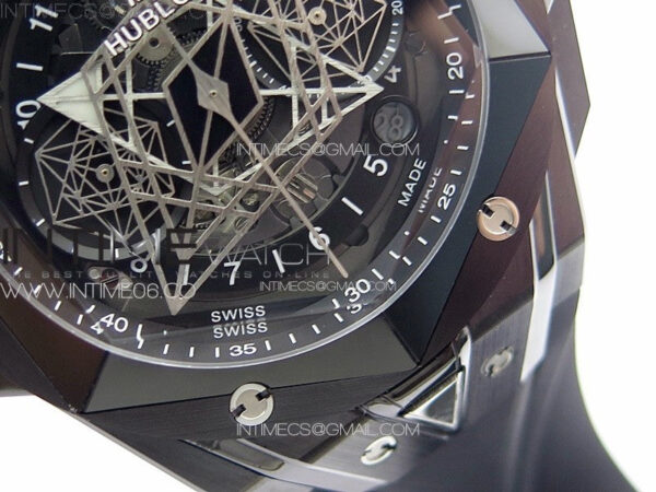 Big Bang Sang Bleu II Black Ceramic ZF Best Edition on Black Rubber Strap A1240 - Image 6