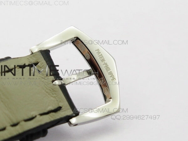 Calatrava 5227 SS Version  white Dial on Black Leather Strap Japanese MIYOTA 9015 PP324CS - Image 8