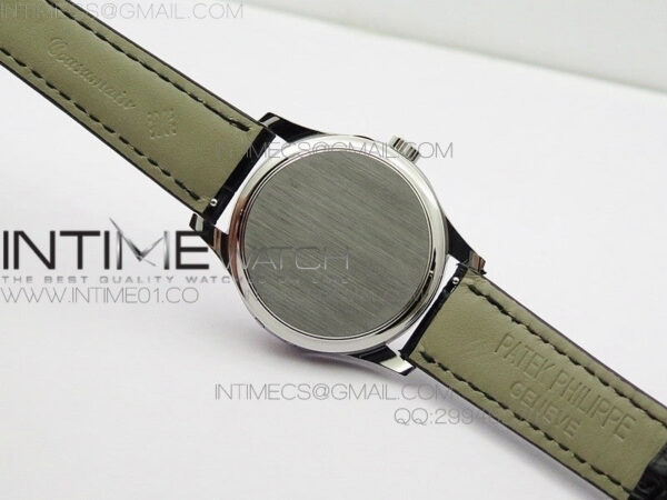 Calatrava 5227 SS Version  white Dial on Black Leather Strap Japanese MIYOTA 9015 PP324CS - Image 9