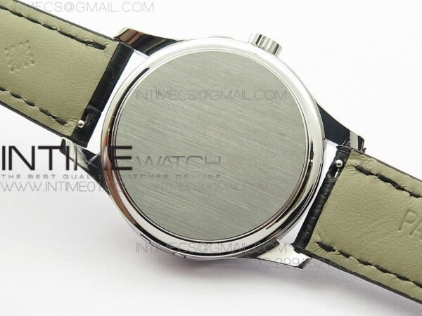Calatrava 5227 SS Version  white Dial on Black Leather Strap Japanese MIYOTA 9015 PP324CS - Image 10