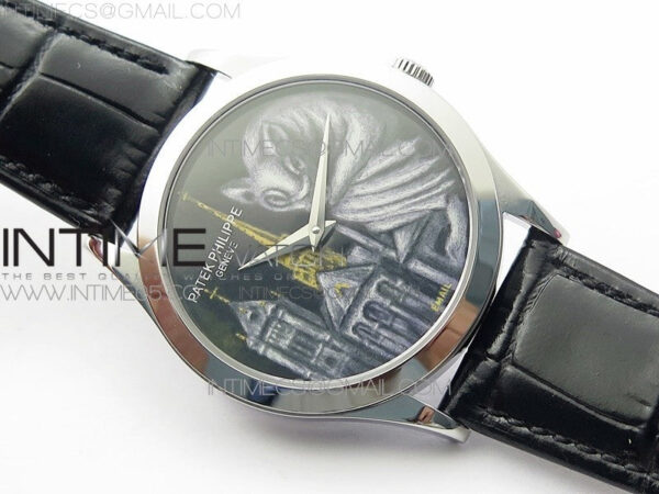 Classic 5077P-102 SS Case FLF Best Edition Real Enamel Dial 4 Black Leather strap Cal.240 - Image 2