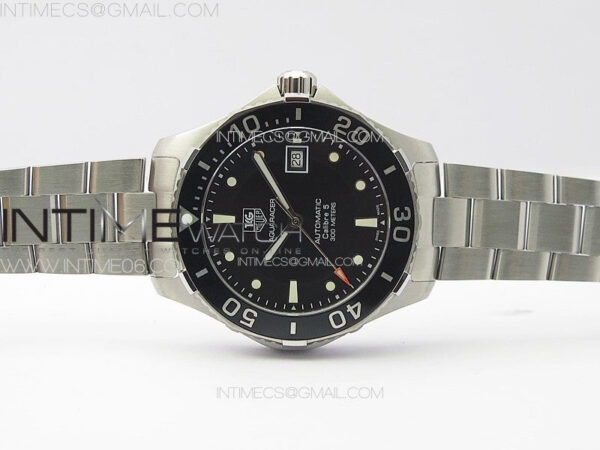 Aquaracer Calibre 5 41.5mm TARF 1:1 Best Edition Black Dial Black Bezel on SS Bracelet SW200 - Image 3