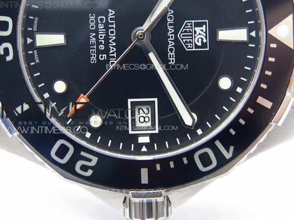 Aquaracer Calibre 5 41.5mm TARF 1:1 Best Edition Black Dial Black Bezel on SS Bracelet SW200 - Image 5