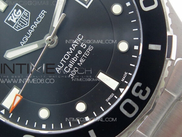 Aquaracer Calibre 5 41.5mm TARF 1:1 Best Edition Black Dial Black Bezel on SS Bracelet SW200 - Image 6
