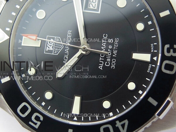 Aquaracer Calibre 5 41.5mm TARF 1:1 Best Edition Black Dial Black Bezel on SS Bracelet SW200 - Image 7