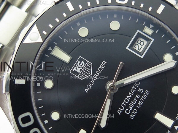 Aquaracer Calibre 5 41.5mm TARF 1:1 Best Edition Black Dial Black Bezel on SS Bracelet SW200 - Image 8