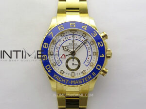 YachtMaster II 116688 Blue Ceramic Bezel YG KF 1:1 Best Edition White Dial on YG Bracelet A7750