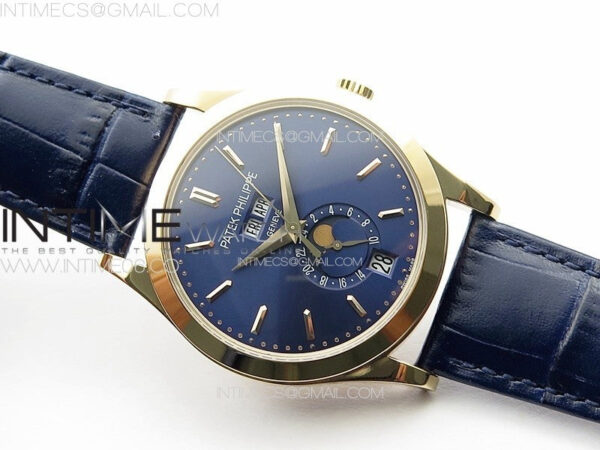 Annual Calendar Moonphase 5396 RG PPF 1:1 Best Edition Blue Dial on Black Leather Strap PPF324 - Image 2
