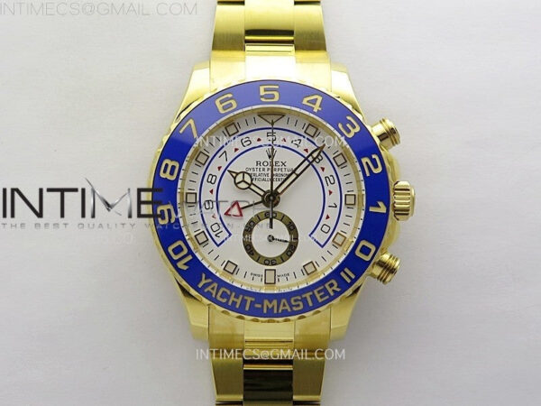 YachtMaster II 116688 Blue Ceramic Bezel YG KF 1:1 Best Edition White Dial on YG Bracelet A7750 - Image 2