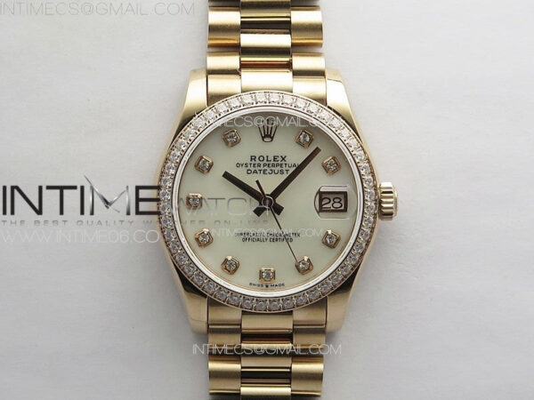 DateJust 31mm RG/Crystals Bezel APSF Best Edition White MOP Dial Crystals Markers on President Bracelet A2824 - Image 2