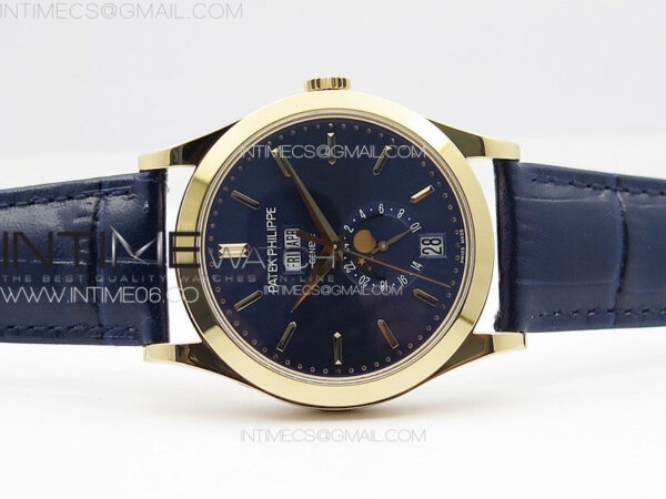 Annual Calendar Moonphase 5396 RG PPF 1:1 Best Edition Blue Dial on Black Leather Strap PPF324 - Image 3