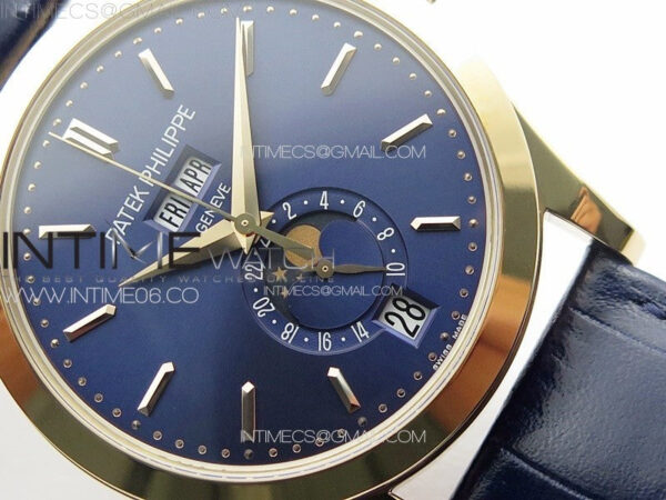 Annual Calendar Moonphase 5396 RG PPF 1:1 Best Edition Blue Dial on Black Leather Strap PPF324 - Image 5