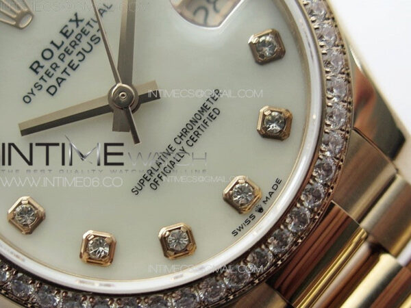 DateJust 31mm RG/Crystals Bezel APSF Best Edition White MOP Dial Crystals Markers on President Bracelet A2824 - Image 6