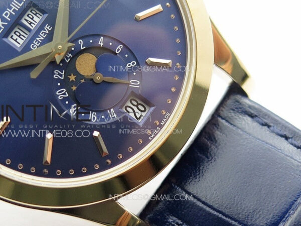 Annual Calendar Moonphase 5396 RG PPF 1:1 Best Edition Blue Dial on Black Leather Strap PPF324 - Image 6