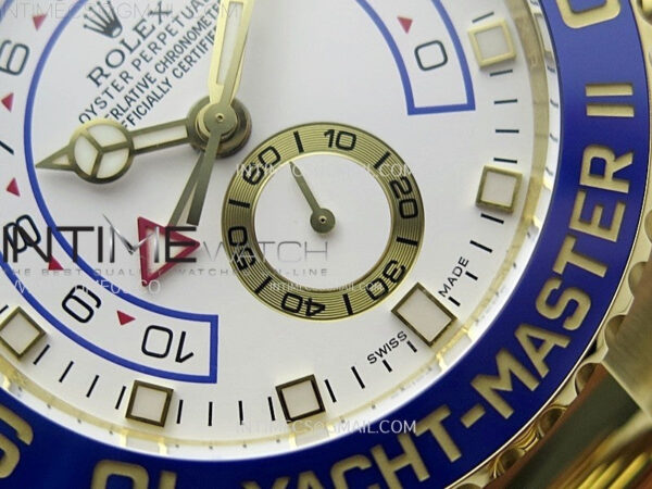 YachtMaster II 116688 Blue Ceramic Bezel YG KF 1:1 Best Edition White Dial on YG Bracelet A7750 - Image 6