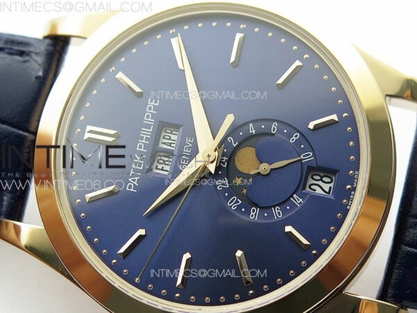 Annual Calendar Moonphase 5396 RG PPF 1:1 Best Edition Blue Dial on Black Leather Strap PPF324 - Image 7