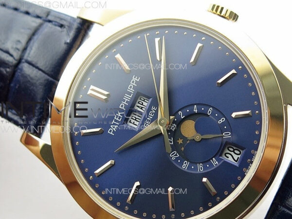 Annual Calendar Moonphase 5396 RG PPF 1:1 Best Edition Blue Dial on Black Leather Strap PPF324 - Image 8