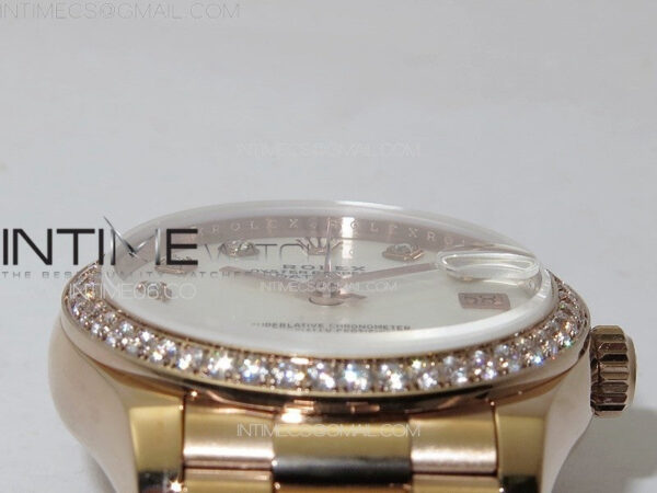 DateJust 31mm RG/Crystals Bezel APSF Best Edition White MOP Dial Crystals Markers on President Bracelet A2824 - Image 9