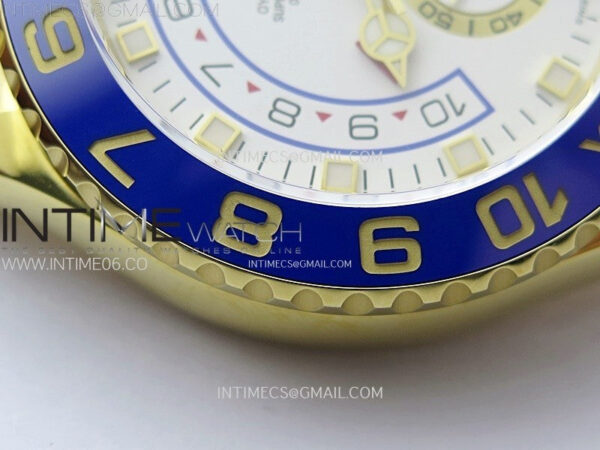 YachtMaster II 116688 Blue Ceramic Bezel YG KF 1:1 Best Edition White Dial on YG Bracelet A7750 - Image 9