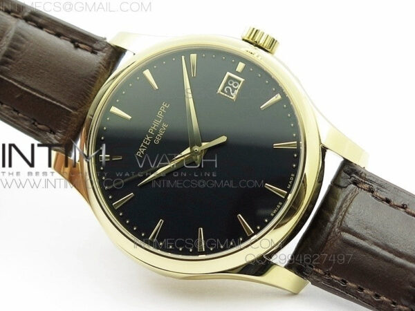 Calatrava 5227 BP Version YG Black Dial on Brown Leather Strap Japanese MIYOTA 9015 PP324CS - Image 2