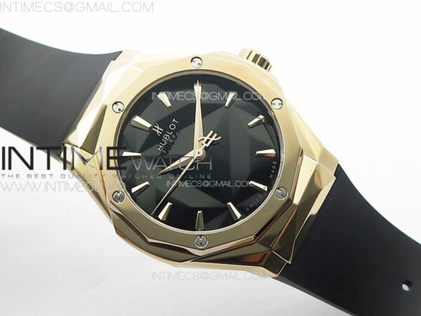 Big BangClassic Fusion Orlinski RG APSF 1:1 Best Edtion Facetd Black Dial on Black Rubber Strap A2892 to HUB1100 - Image 2