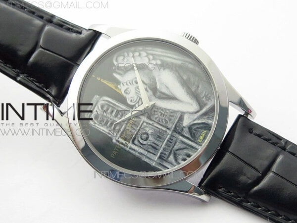 Classic 5077P-102 SS Case FLF Best Edition Real Enamel Dial 3 Black Leather strap Cal.240 - Image 2