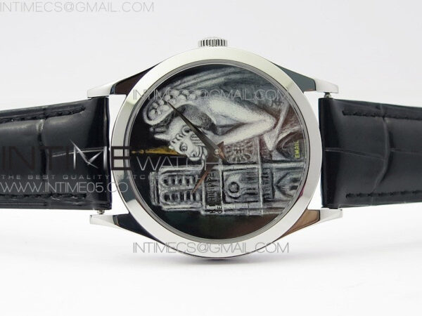 Classic 5077P-102 SS Case FLF Best Edition Real Enamel Dial 3 Black Leather strap Cal.240 - Image 3