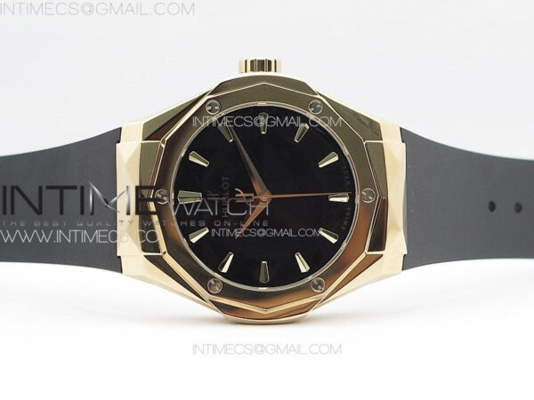 Big BangClassic Fusion Orlinski RG APSF 1:1 Best Edtion Facetd Black Dial on Black Rubber Strap A2892 to HUB1100 - Image 3