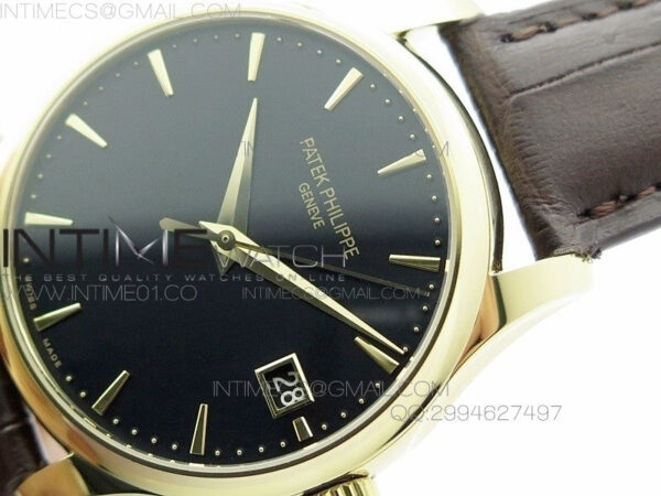 Calatrava 5227 BP Version YG Black Dial on Brown Leather Strap Japanese MIYOTA 9015 PP324CS - Image 3